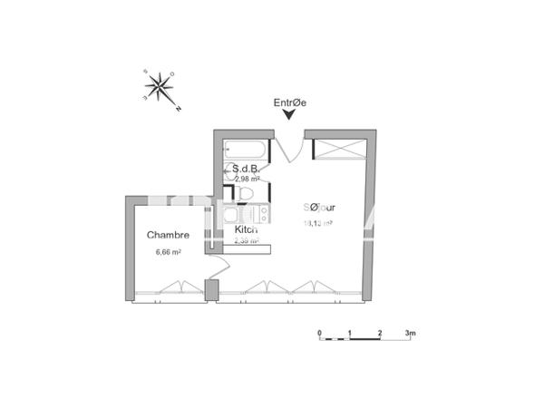 Location Studio 30.16 m² - 3/5 RUE DENUCE Bordeaux 33800