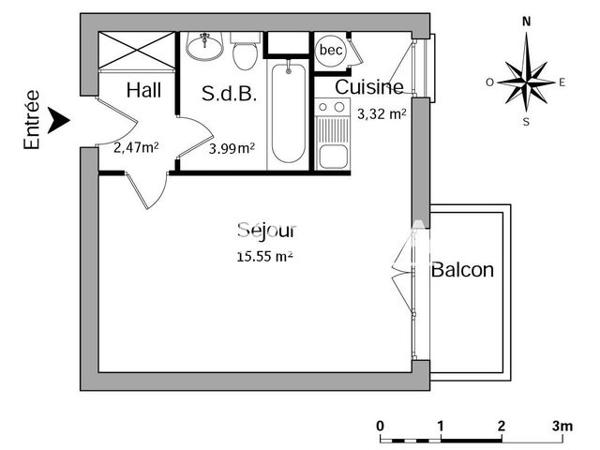 Location Studio 25.33 m² - LE PARVIS DU THEATRE I Orleans 45000