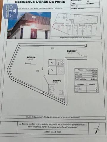 Appartement à vendre 1 pièce 21m²