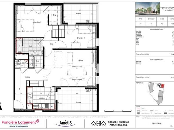 Location Appartement 3 pièces 78.92 m² - 201 RUE DE LA POULE ROUSSE Evry 91000
