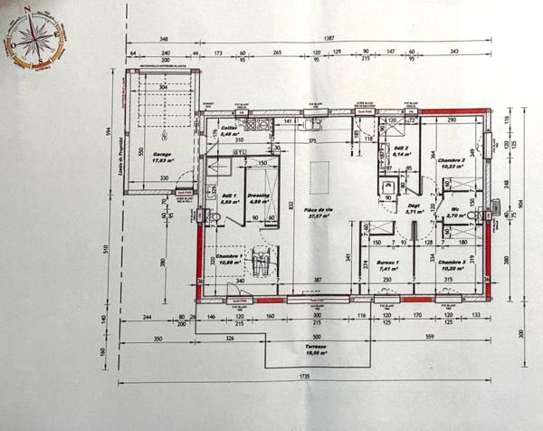 Tarbes Sud, Odos Nord.Maison de 2026 , trois chambres, bureau et garage, secteur Tarbes, Odos, sur 580m2 de terrain. DPE A A