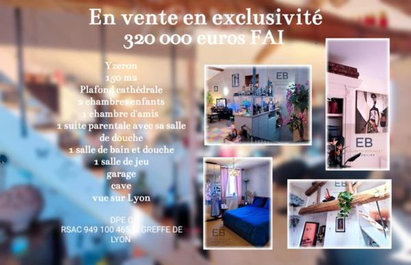 Maison de charme de 150 m2-Vue sur Lyon et Alpes-Yzeron centre