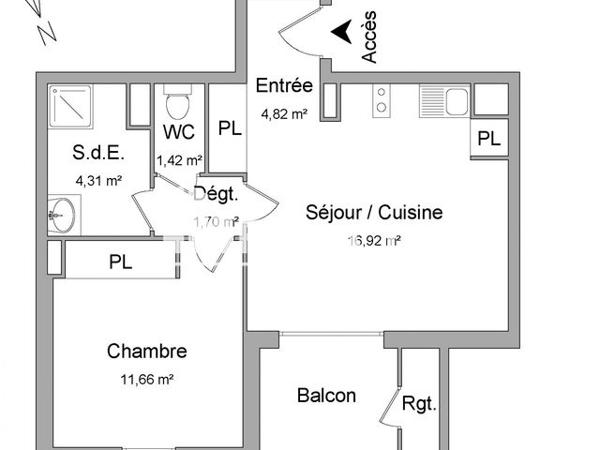 Location Appartement 2 pièces 40.83 m² - 1 RUE EDMOND HARAUCOURT Toulouse 31100