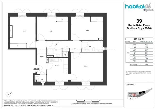 Appartement 4 Pièces de 86,96 m² – Rez-de-chaussée – Breil-sur-Roya - Cave et Parking