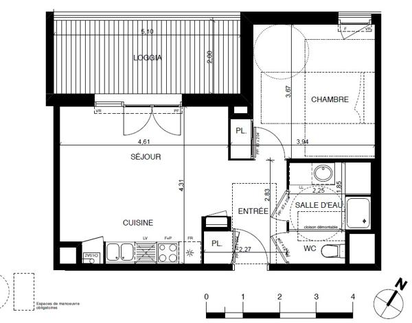 Grand T2 à Castanet Tolosan avec très belle terrasse sans vis à vis