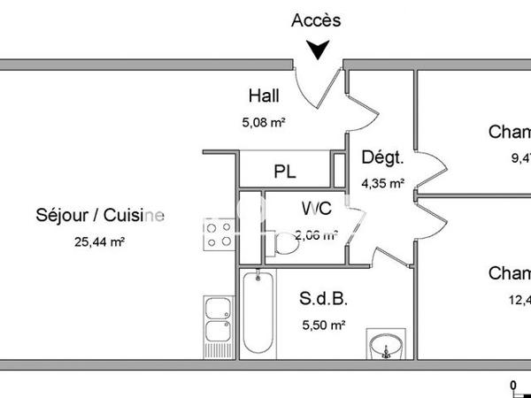 Location Appartement 3 pièces 64.39 m² - 9 AVENUE RACINE Strabourg 67200