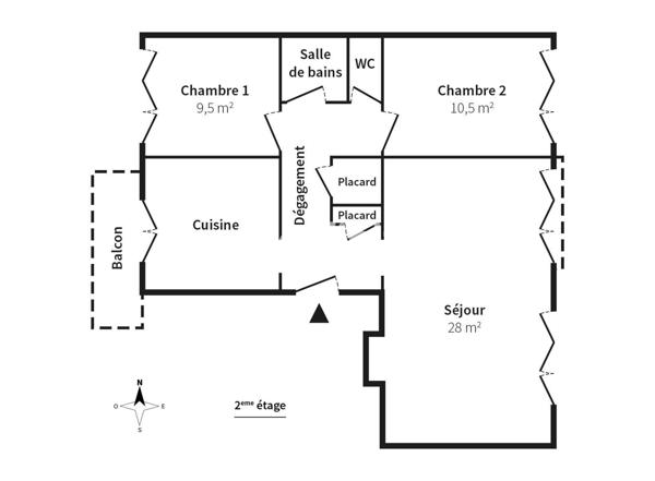 Appartement 3 pièces - 70 m² Exclusivité efficity