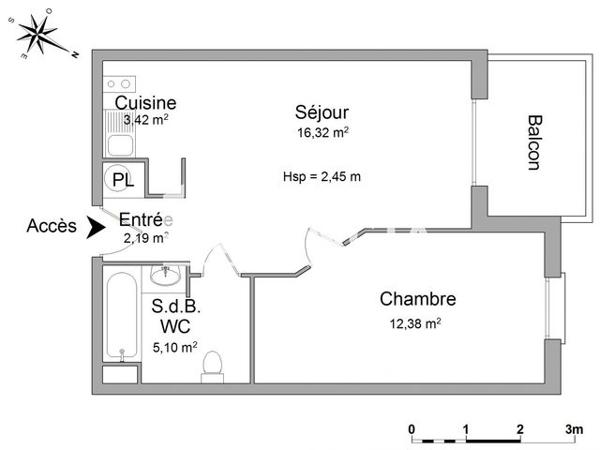 Location Appartement 2 pièces 39.41 m² - 16 BOULEVARD MARECHAL LECLERC Grasse 06130