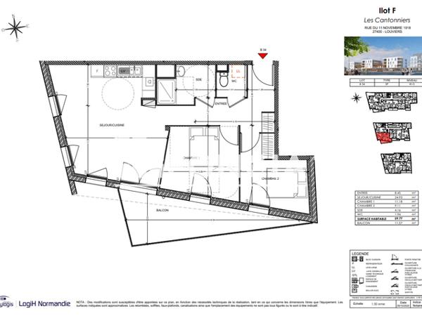 Location Appartement 3 pièces 59.77 m² - Louviers 27400