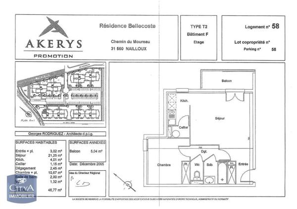 Appartement à louer 2 pièces 46.77m² Nailloux (31560)