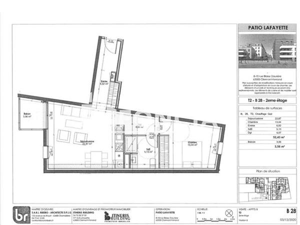 Location Appartement 2 pièces 52.43 m² - 10 RUE BLAISE DAURIERE RESIDENCE PATIO LAFAYETTE APPART B28 Clermont-ferrand 63000