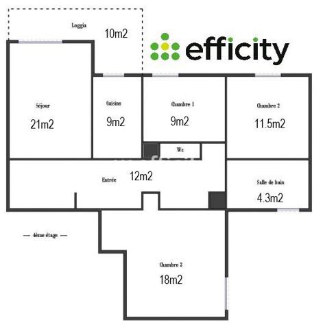 Appartement 4 pièces - 90 m² Exclusivité efficity