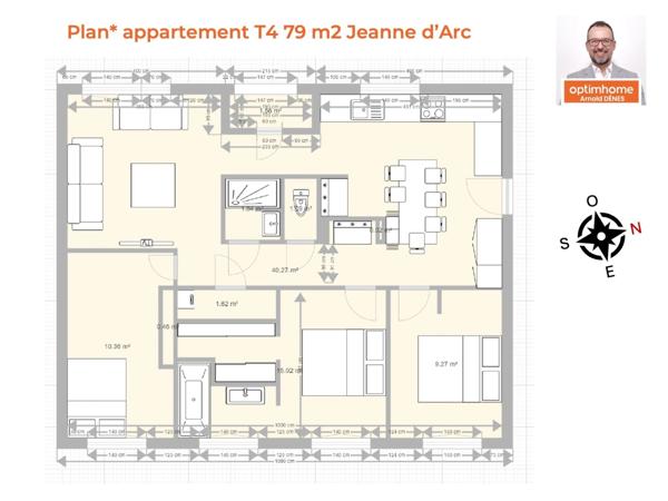 Appartement à vendre 4 pièces RENNES Jeanne d'Arc