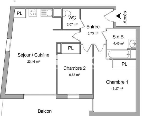 Location Appartement 3 pièces 58.56 m² - 49 RUE LOUIS PLANA Toulouse 31500