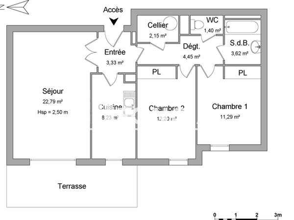 Location Appartement 3 pièces 69.46 m² - 40 RUE DU VALLON DE LA VIERGE Aix La Duranne 13100