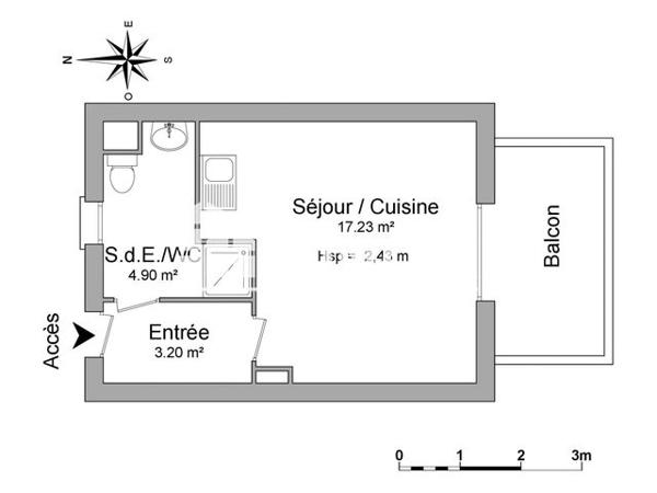 Location Studio 25.3 m² - 115 BD DE L ATLANTIQUE Saint Brieuc 22000
