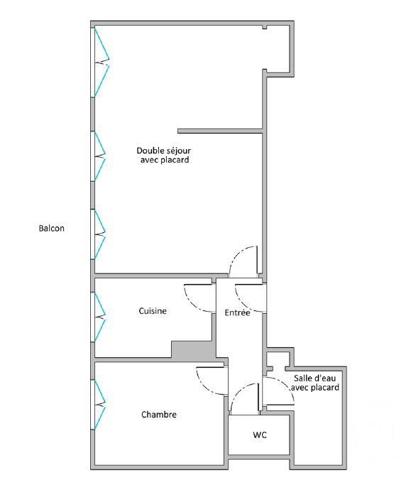 Appartement F2 à vendre  2 pièces - 41,69 m2 PARIS - 75012