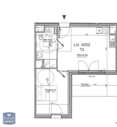 Appartement à louer 2 pièces 37.88m²