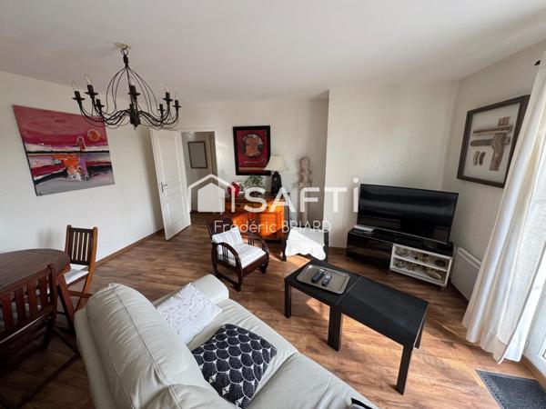 Appt 2 ch, jardin, garage + parking couvert