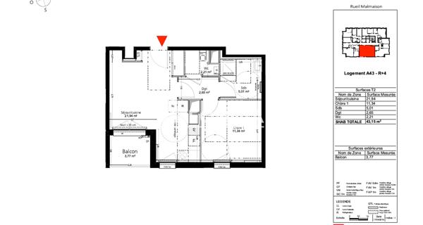 Location Appartement 2 pièces 43.15 m² - Rueil-malmaison 92500