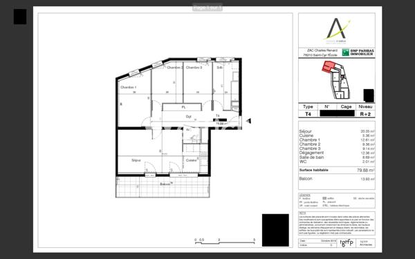 Appartement 4 pièces - 80 m² Exclusivité efficity