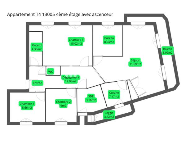 Appartement 4 pièces - 100 m²