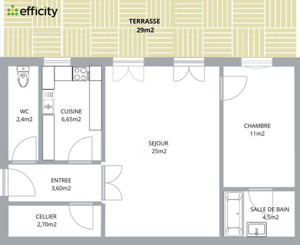 Appartement 2 pièces - 56 m²