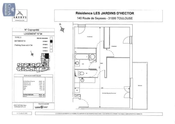 Appartement à louer 3 pièces 60.2m² Toulouse (31100)