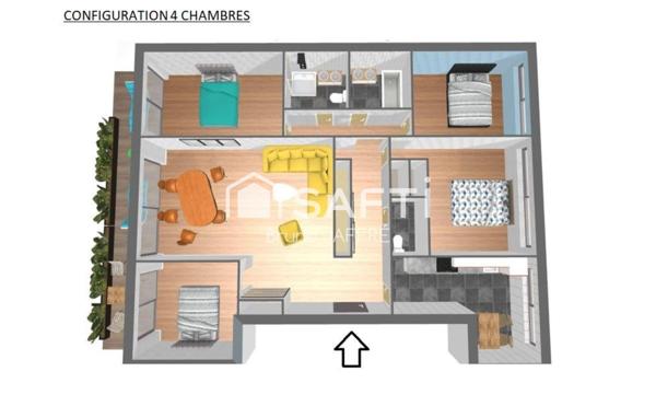 Paris 15 - 106 m²,  3/4 CH, terrasse 14 m²