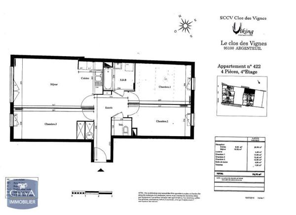 Appartement à louer 4 pièces 75.75m²