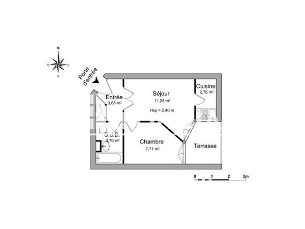 Location Appartement meublé 2 pièces 29.07 m² - ANGLE RUE PUYSEGUR / 23 RUE DUBOURDIEU Bordeaux 33000