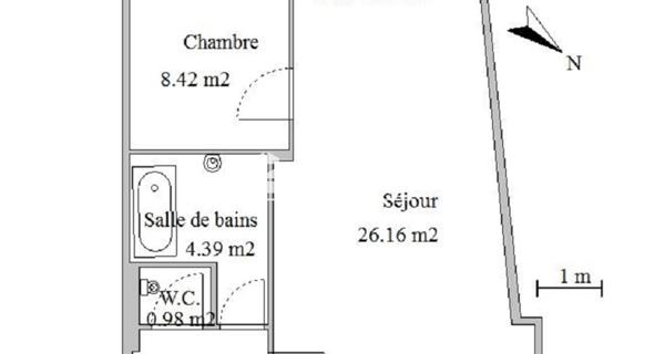 Location Studio 43.19 m² - Villeurbanne 69100