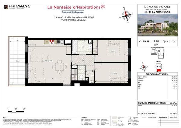 Appartement 3 pièces - 44620 La Montagne