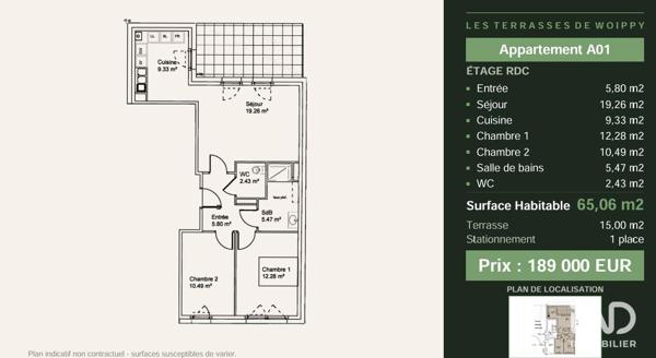 Appartement (neuf) à vendre 3 pièces 66 m² Woippy