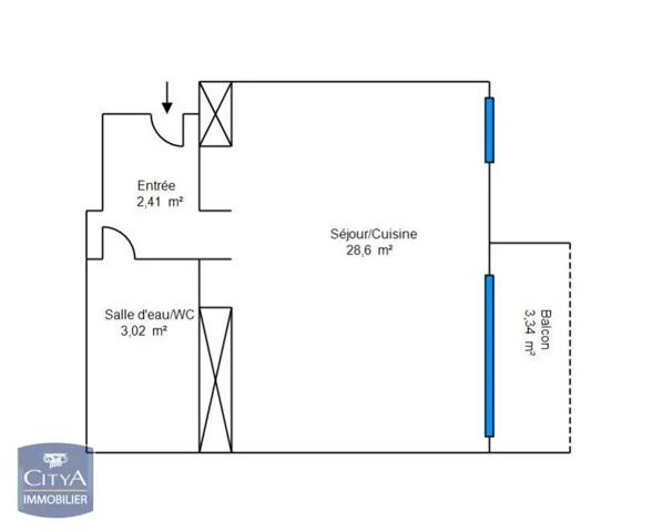 Appartement à louer 1 pièce 34.03m²