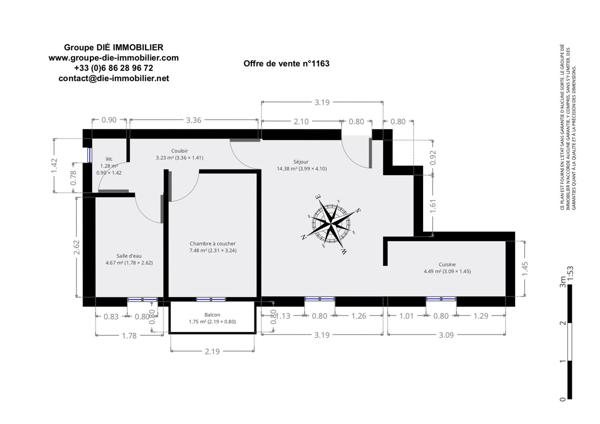 Arcachon (33120) Type 2 au 3ème et dernier étage