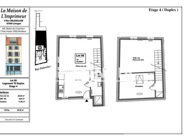 Location Appartement 2 pièces 39.5 m² - 9 RUE DELESCLUZE Limoges 87000
