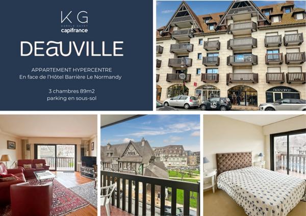 Deauville hypercentre, très bel appartement 89 m2 avec 3 chambres dans le triangle d’or, en face de l'hôtel Le Normandy avec parking en sous‑sol