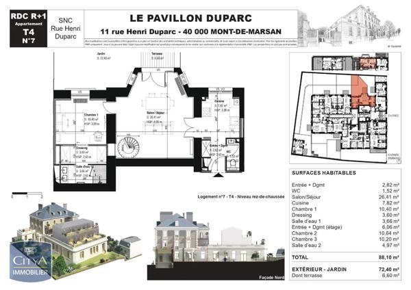 Vente appartement 4 pièces de 88.1m²