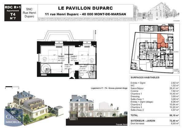 Vente appartement 4 pièces de 88.1m²