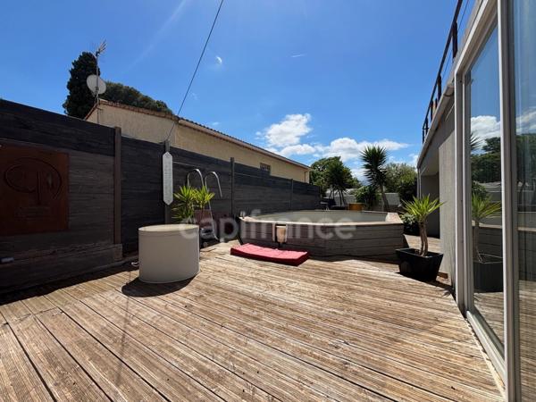 POUSSAN (34), À VENDRE MAISON P4 DE 105 m2, TERRAIN 613 m2, GARAGE 103 m2, PISCINE, PROCHE TOUTES COMMODITÉS