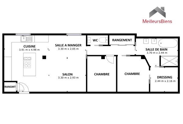 3 pièces 70 m² - excellent état - parking