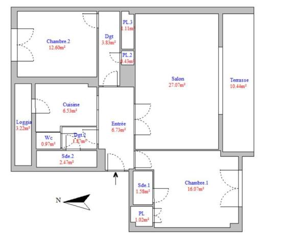 Appartement  3 pièce(s) 82 m2