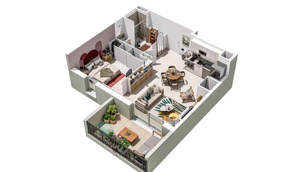 Beziers, proche commodités T3 avec terrasse et 3 places de parking