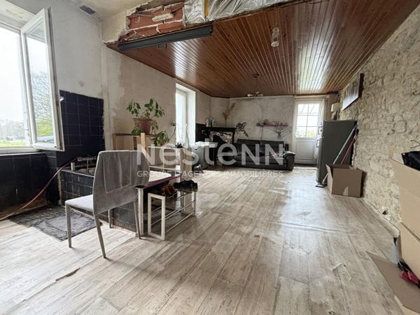 Maison en pierre à vendre à LOCMINE à rénover de 44 m² avec un jardin.