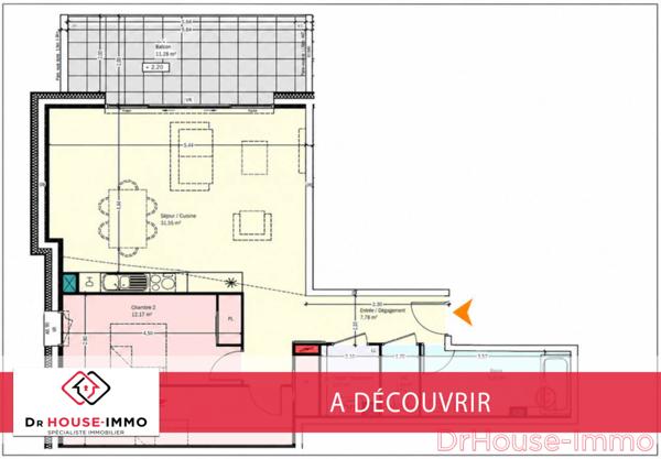 Appartement à vendre 3 pièces de 69 m²