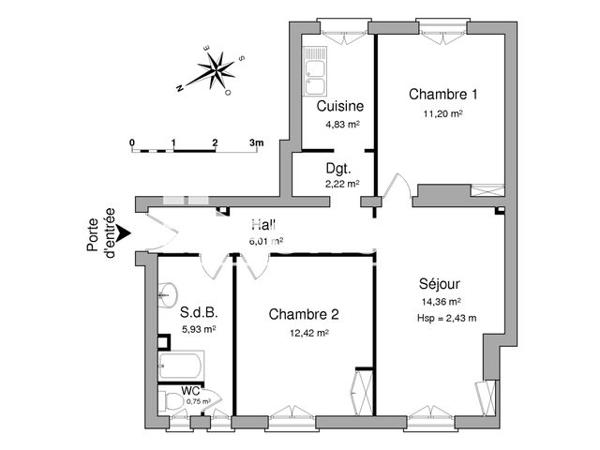 Location Appartement 3 pièces 57.7 m² - 3 RUE MONT LOUIS Paris 75011