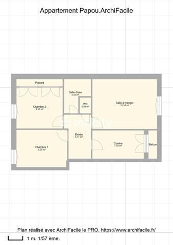 Appartement 3 pièces - 50 m² Exclusivité efficity