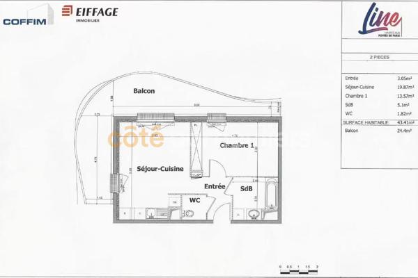 Location Appartement43,41 m² - 2 Pièces - BAGNOLET (93170)