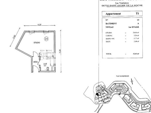 À vendre Studio 32 m² - Saint-andré-de-la-roche 06730